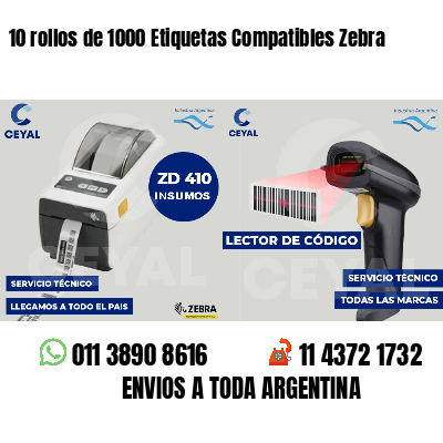 10 rollos de 1000 Etiquetas Compatibles Zebra 