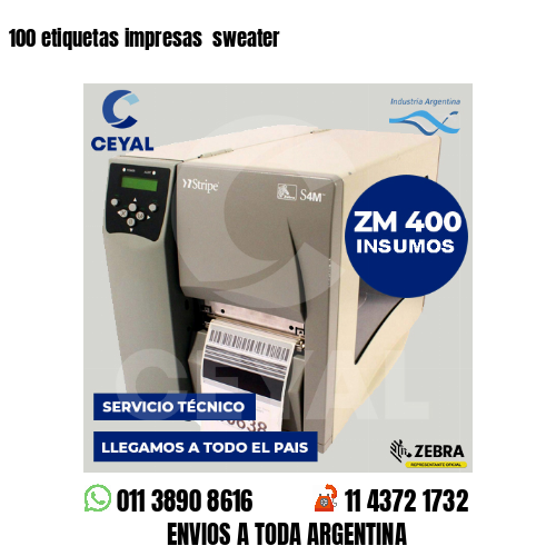100 etiquetas impresas sweater