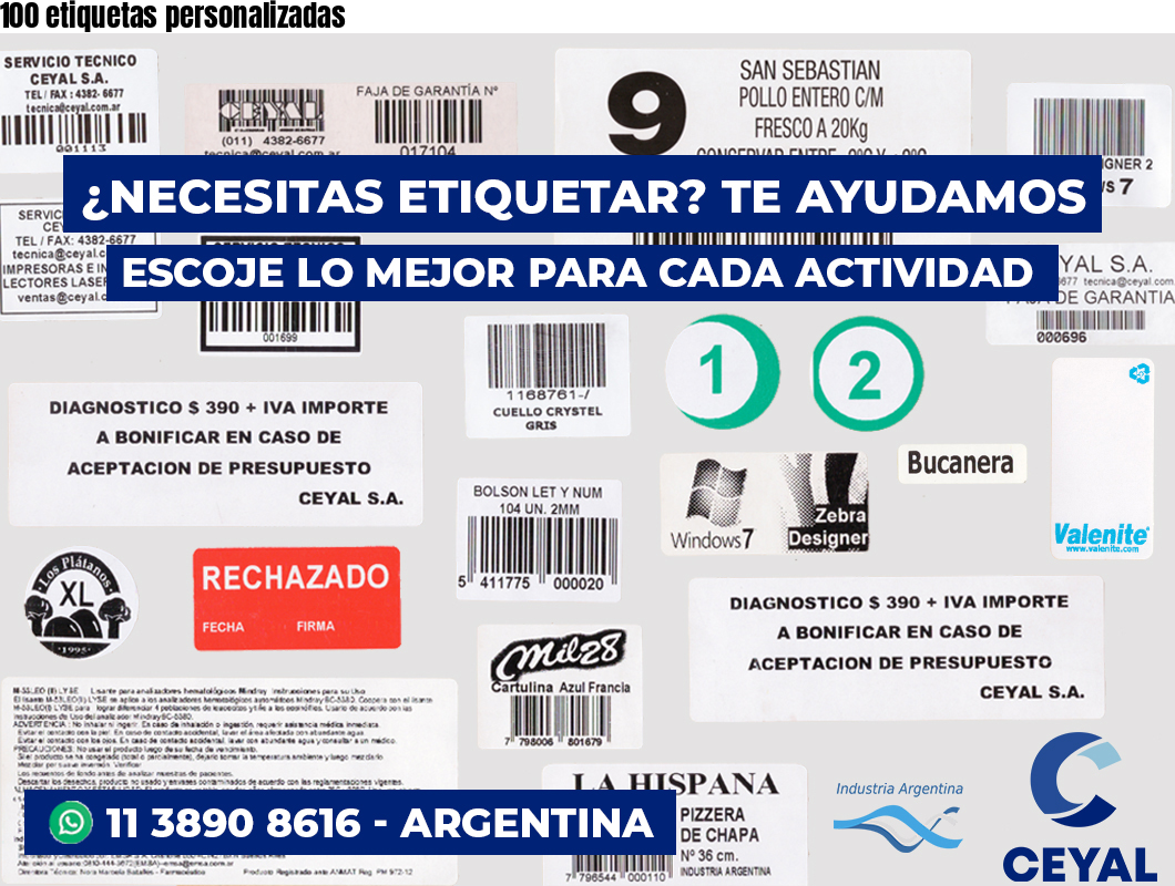 100 etiquetas personalizadas