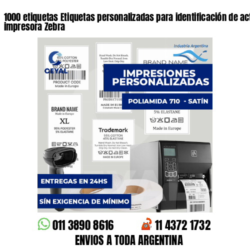 1000 etiquetas Etiquetas personalizadas para identificación de activos con impresora Zebra