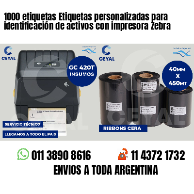 1000 etiquetas Etiquetas personalizadas para identificación de activos con impresora Zebra