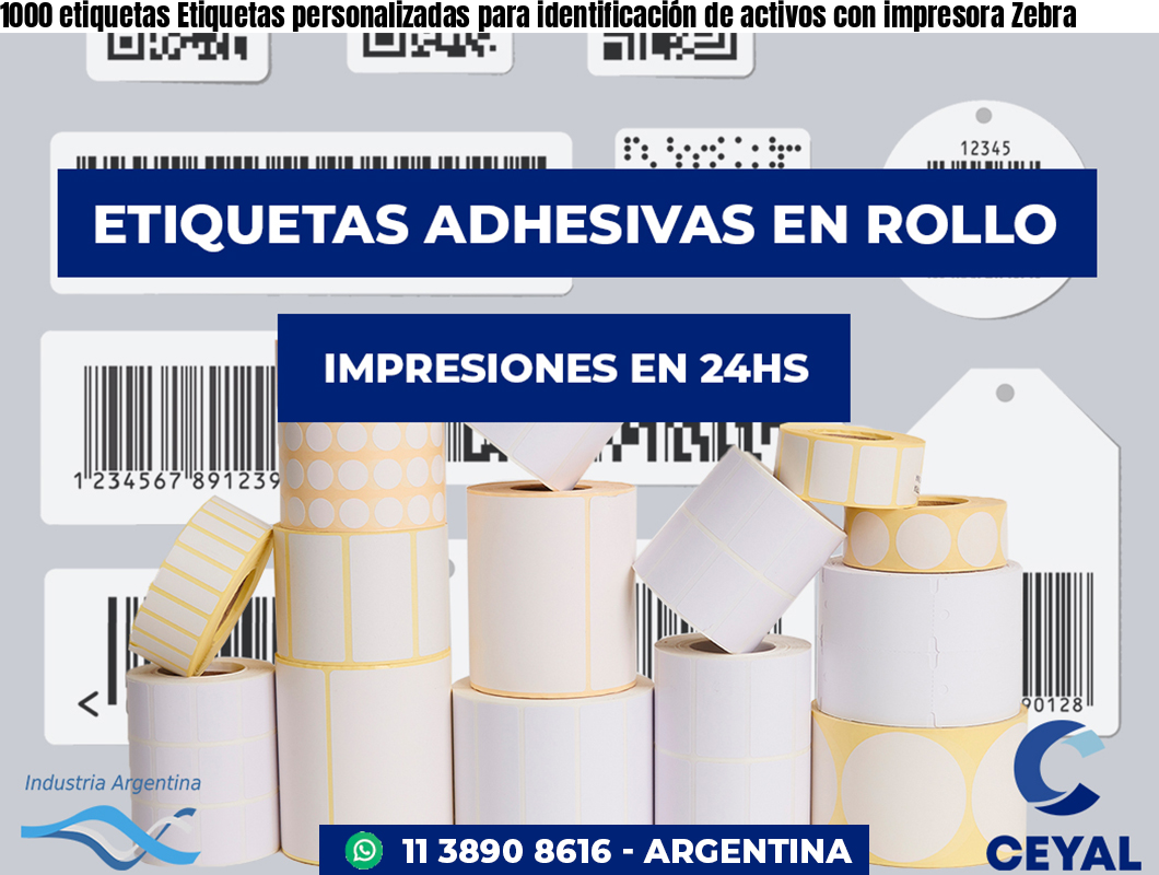 1000 etiquetas Etiquetas personalizadas para identificación de activos con impresora Zebra