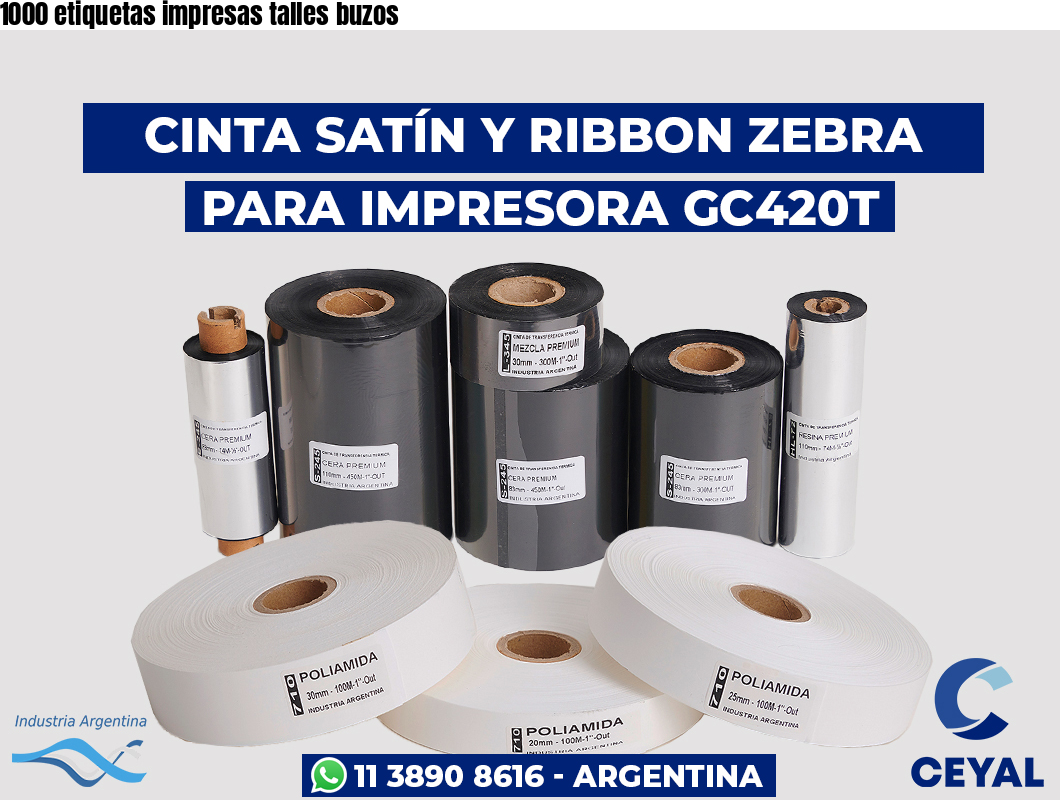 1000 etiquetas impresas talles buzos
