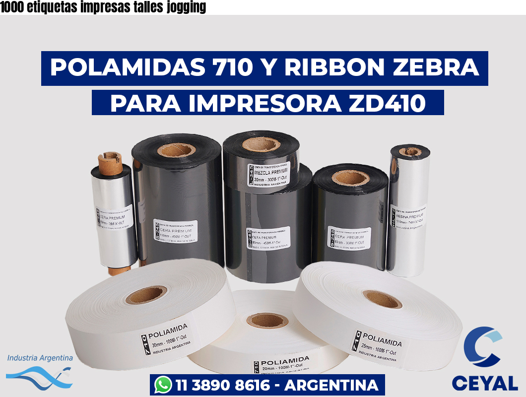 1000 etiquetas impresas talles jogging