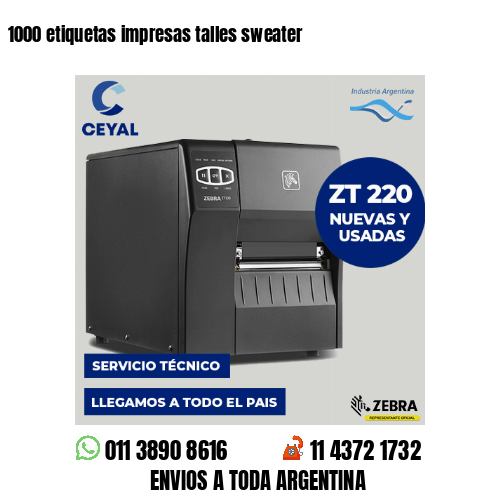 1000 etiquetas impresas talles sweater