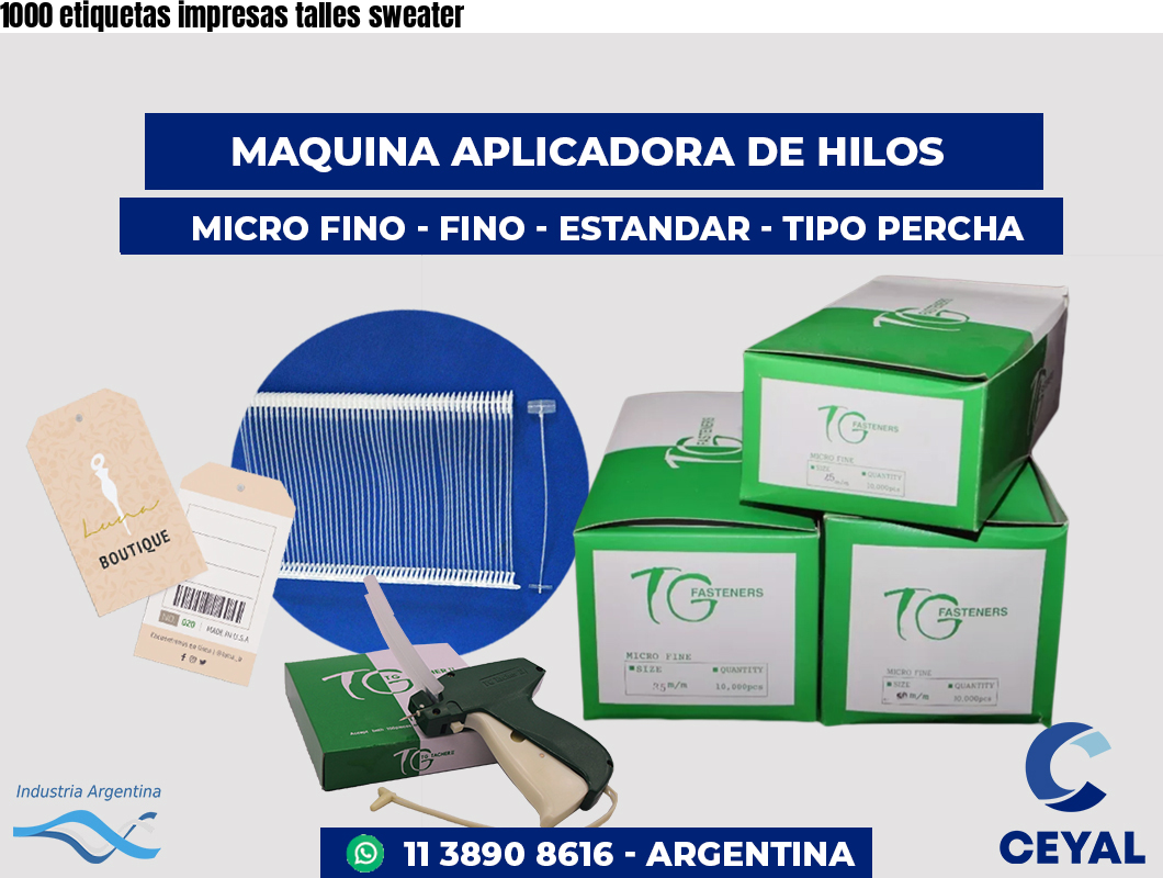 1000 etiquetas impresas talles sweater