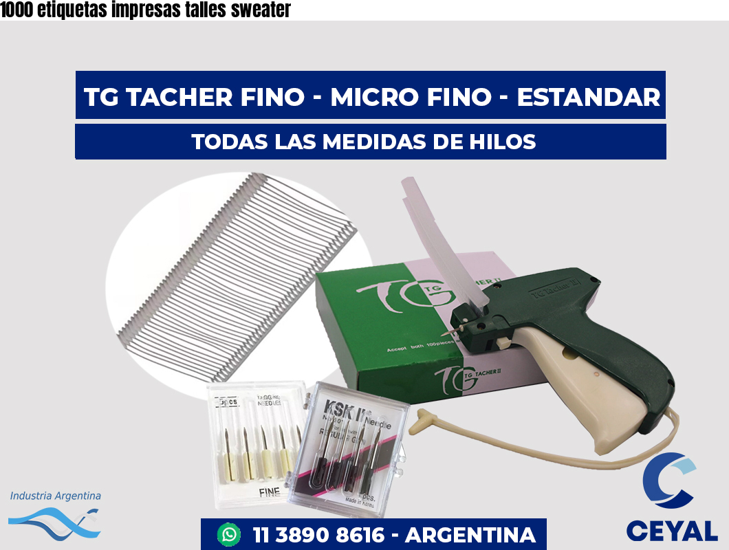 1000 etiquetas impresas talles sweater