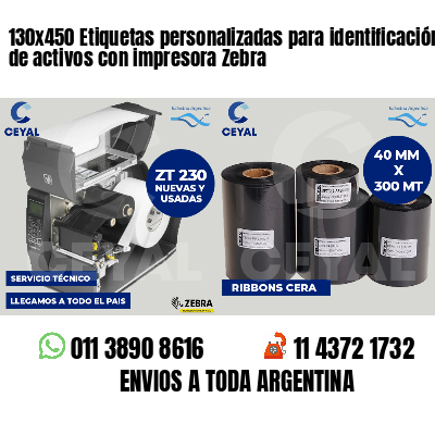 130x450 Etiquetas personalizadas para identificación de activos con impresora Zebra