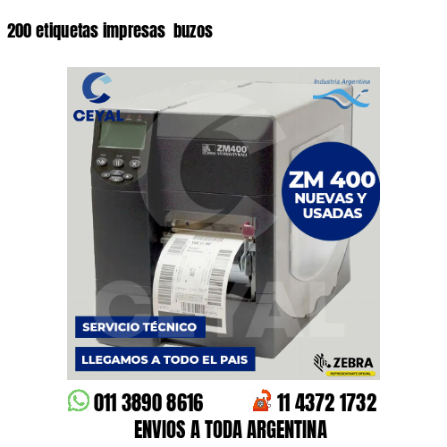 200 etiquetas impresas buzos