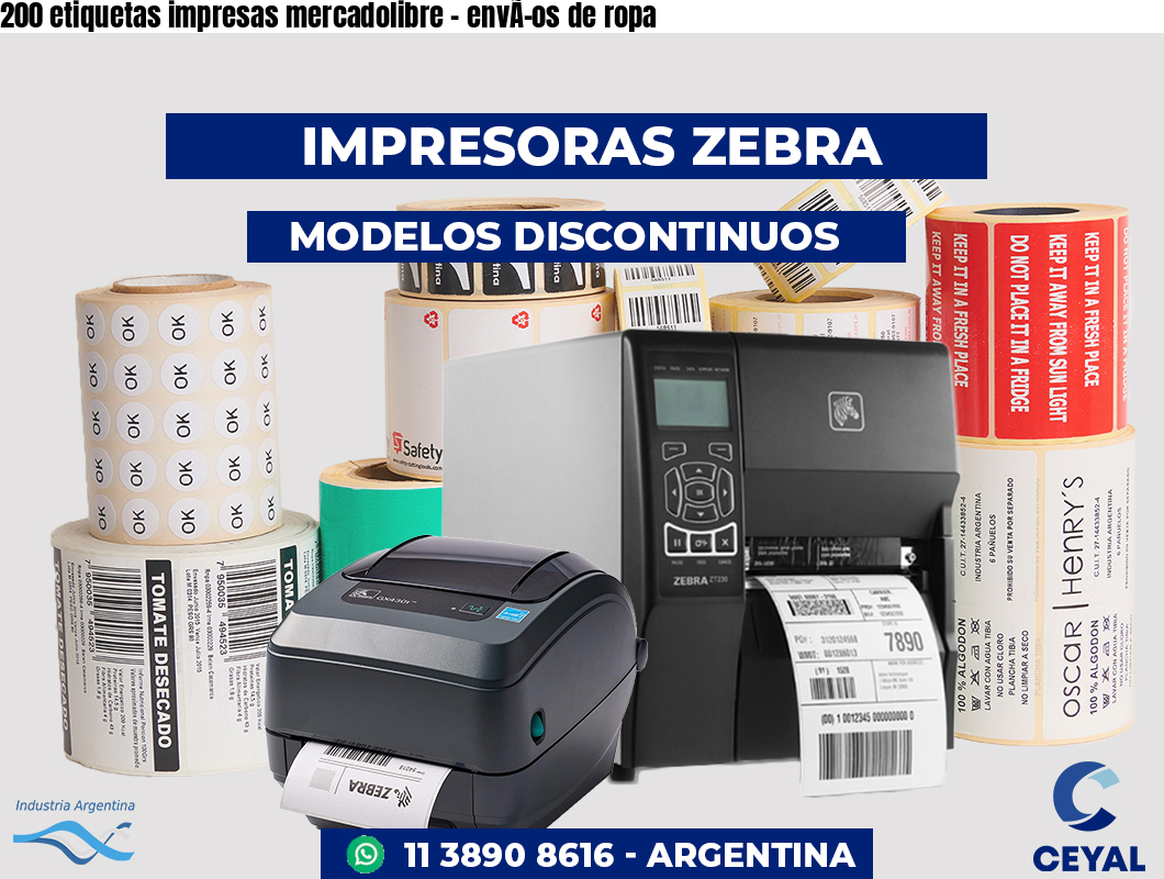 200 etiquetas impresas mercadolibre - envÃ­os de ropa
