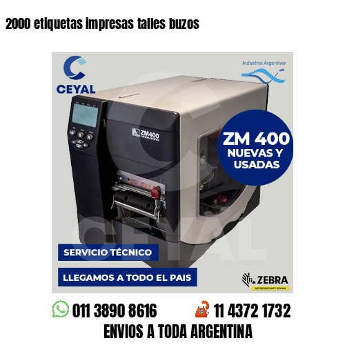 2000 etiquetas impresas talles buzos