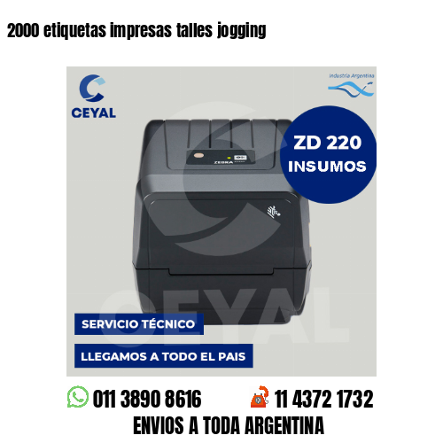 2000 etiquetas impresas talles jogging