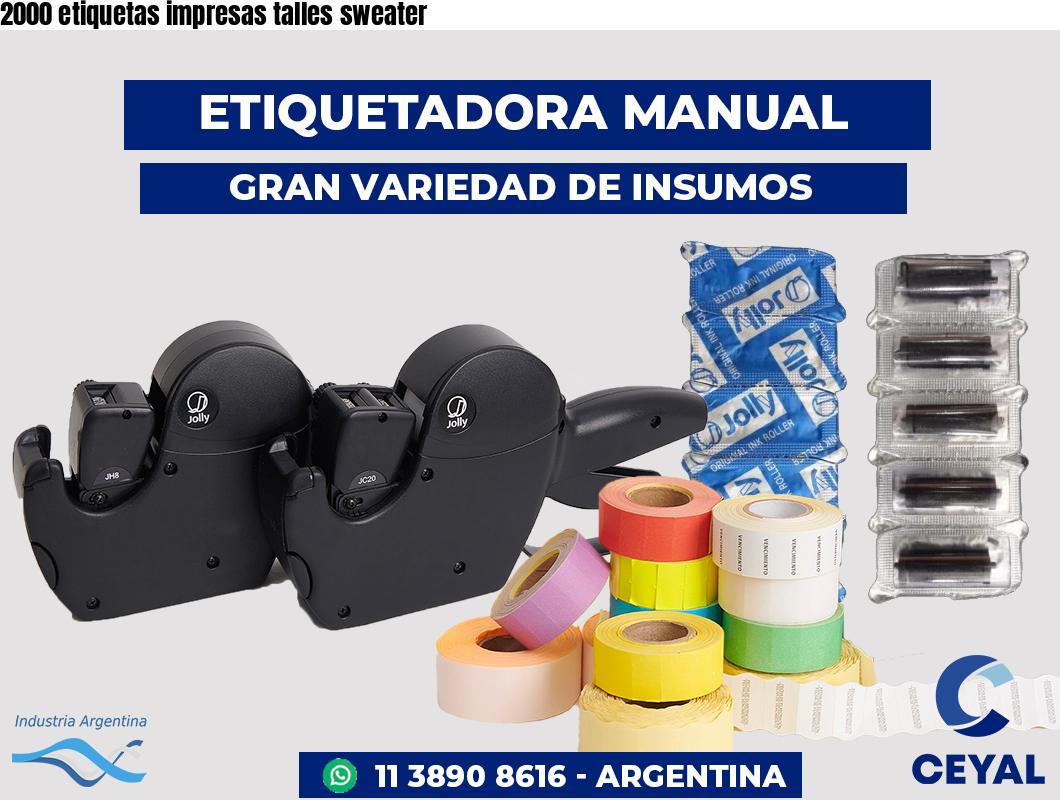 2000 etiquetas impresas talles sweater