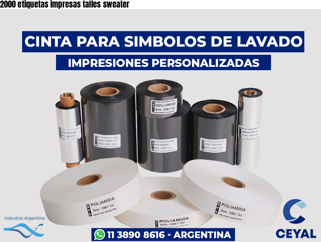 2000 etiquetas impresas talles sweater