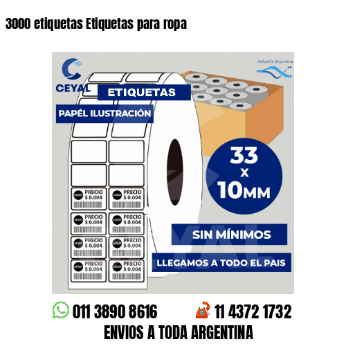 3000 etiquetas Etiquetas para ropa