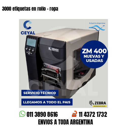 3000 etiquetas en rollo - ropa
