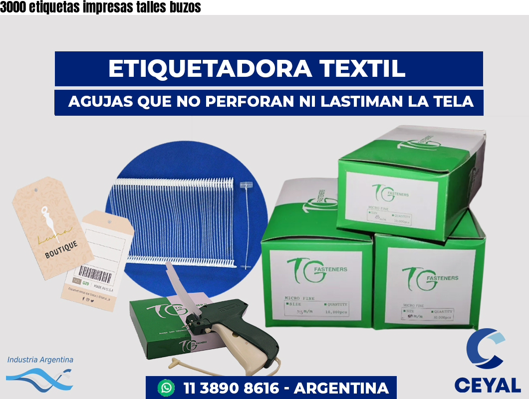 3000 etiquetas impresas talles buzos