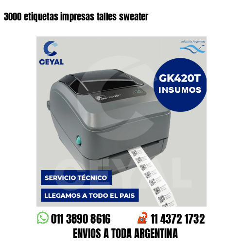 3000 etiquetas impresas talles sweater