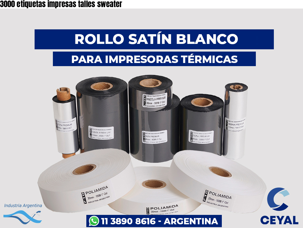 3000 etiquetas impresas talles sweater