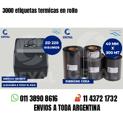 3000 etiquetas termicas en rollo