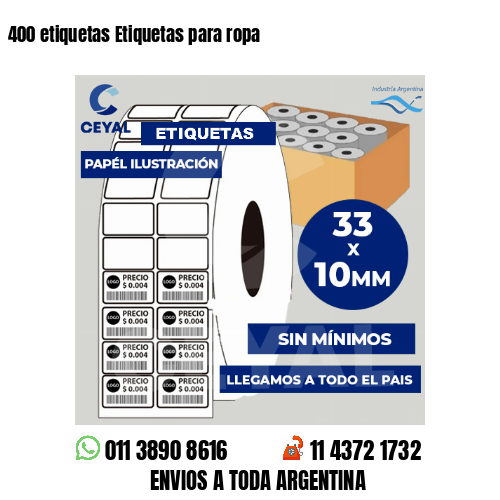 400 etiquetas Etiquetas para ropa
