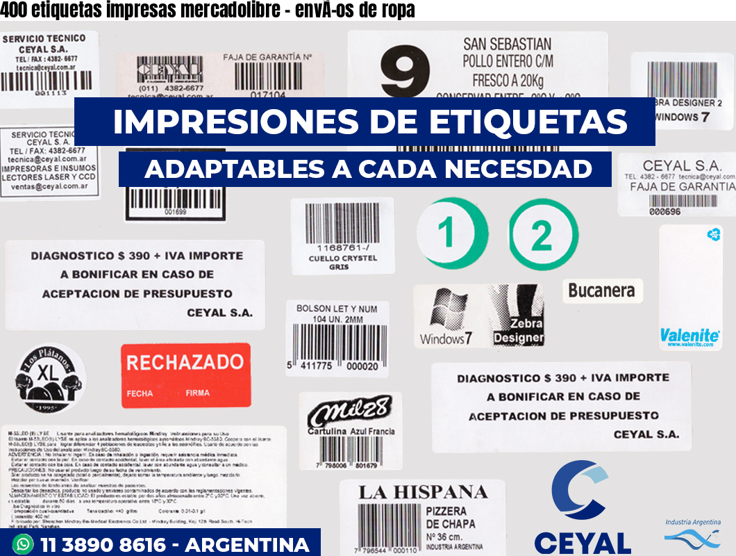 400 etiquetas impresas mercadolibre – envÃ­os de ropa