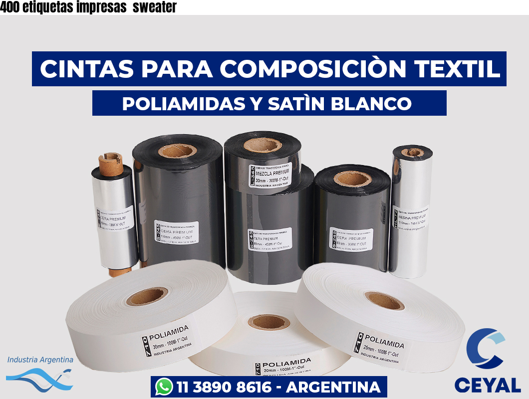400 etiquetas impresas  sweater