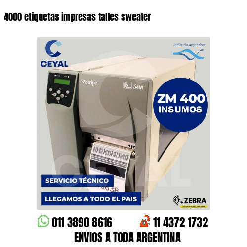 4000 etiquetas impresas talles sweater