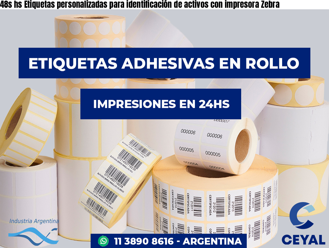 48s hs Etiquetas personalizadas para identificación de activos con impresora Zebra