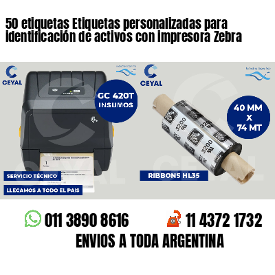 50 etiquetas Etiquetas personalizadas para identificación de activos con impresora Zebra