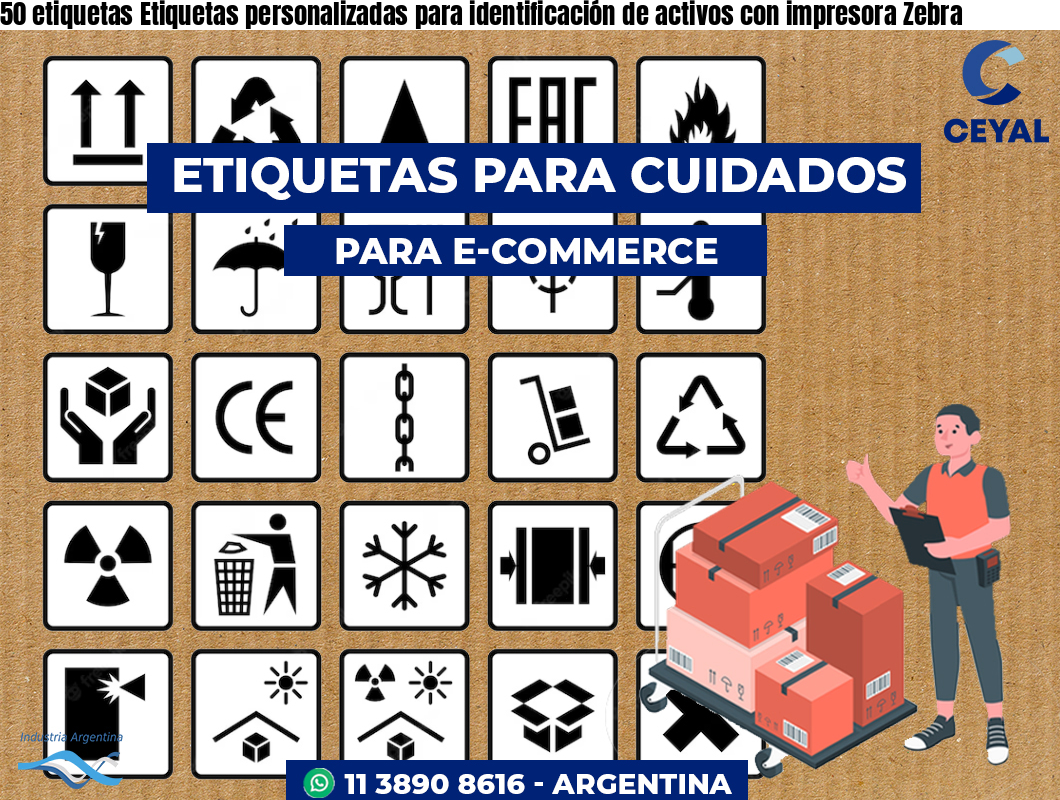 50 etiquetas Etiquetas personalizadas para identificación de activos con impresora Zebra