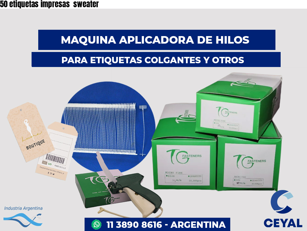 50 etiquetas impresas sweater