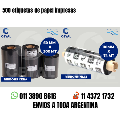 500 etiquetas de papel impresas