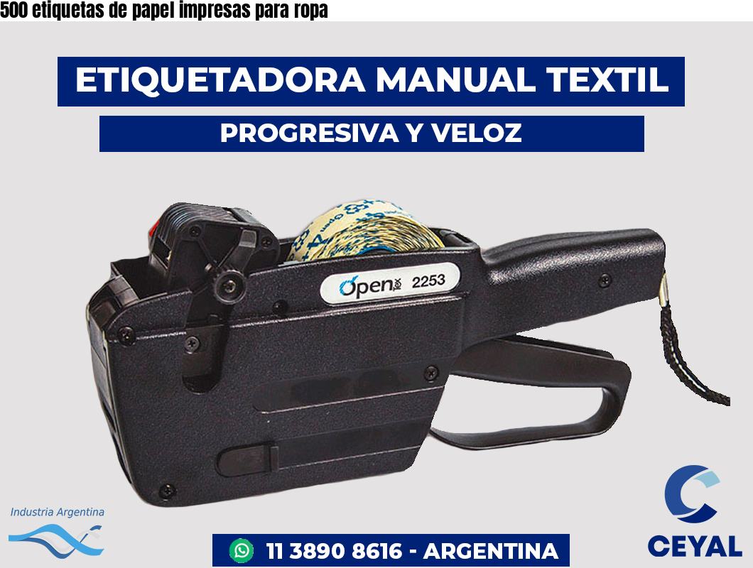 500 etiquetas de papel impresas para ropa