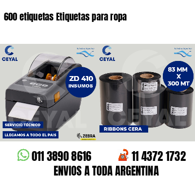 600 etiquetas Etiquetas para ropa