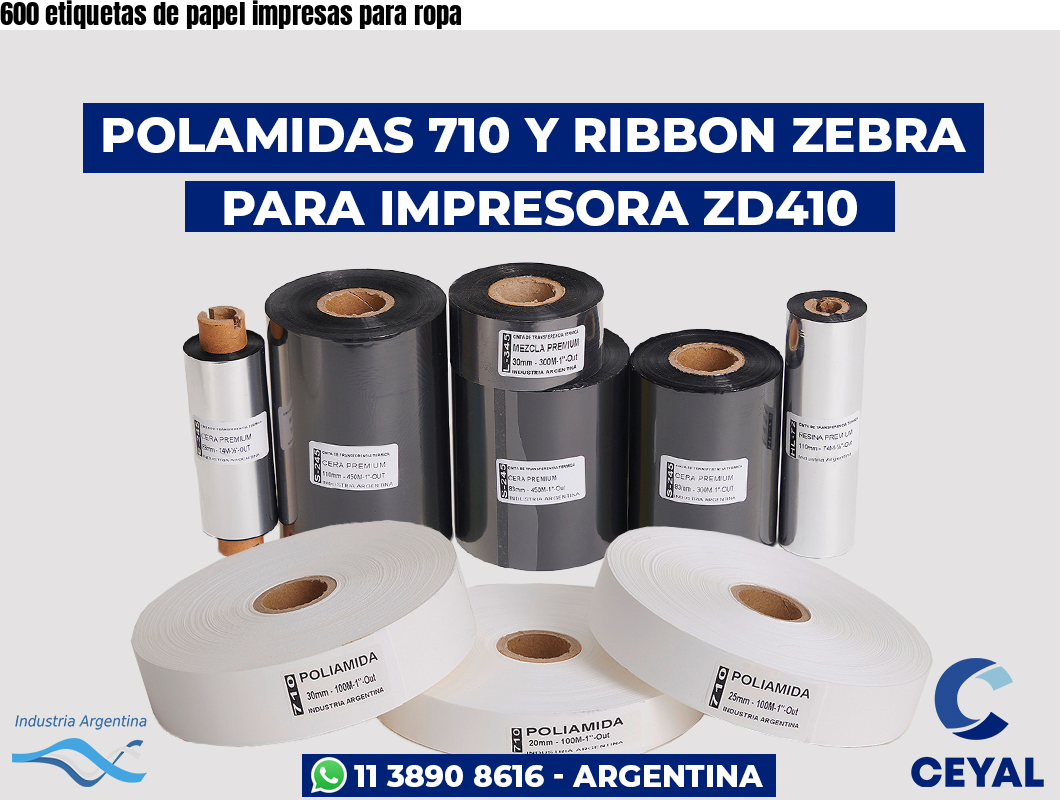 600 etiquetas de papel impresas para ropa