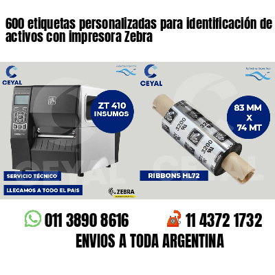 600 etiquetas personalizadas para identificación de activos con impresora Zebra
