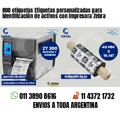 800 etiquetas Etiquetas personalizadas para identificación de activos con impresora Zebra