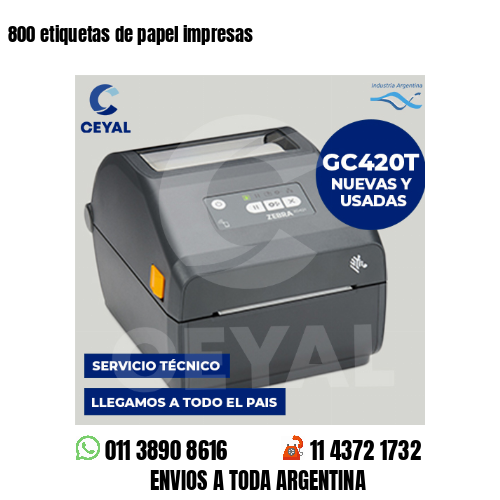 800 etiquetas de papel impresas