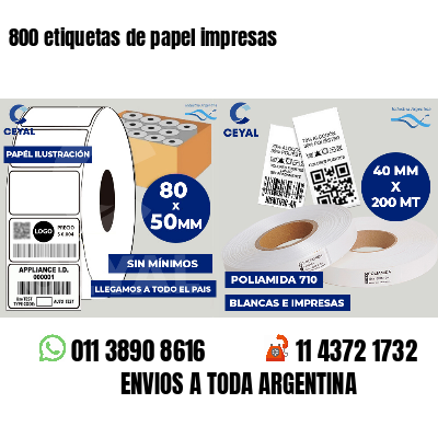 800 etiquetas de papel impresas