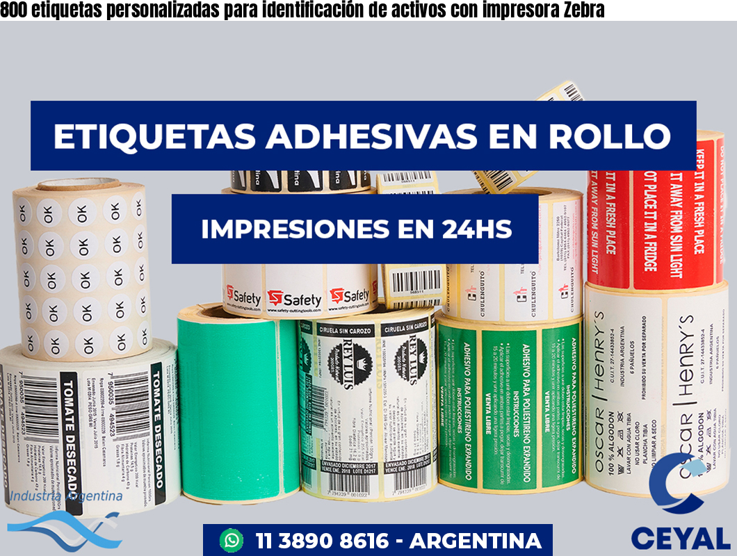 800 etiquetas personalizadas para identificación de activos con impresora Zebra