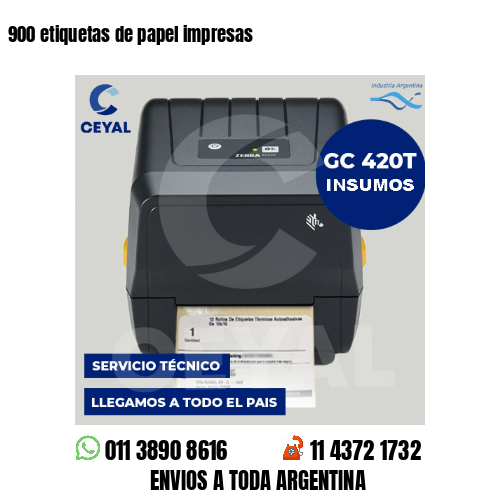 900 etiquetas de papel impresas