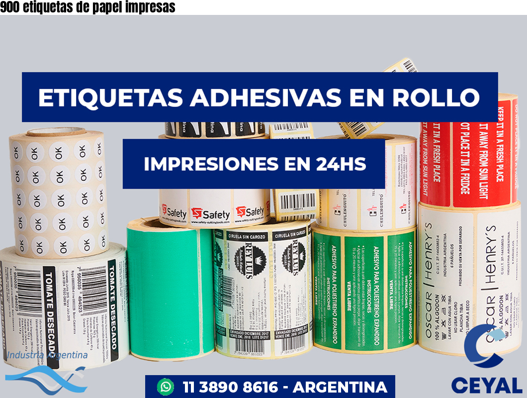900 etiquetas de papel impresas