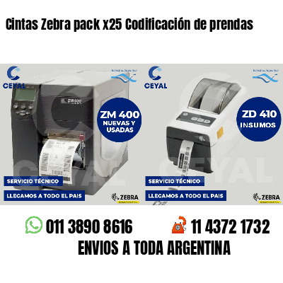 Cintas Zebra pack x25 Codificación de prendas