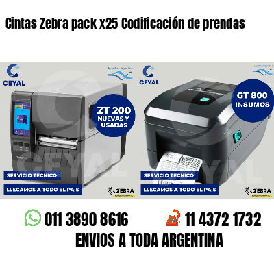 Cintas Zebra pack x25 Codificación de prendas