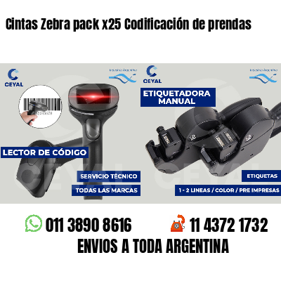 Cintas Zebra pack x25 Codificación de prendas