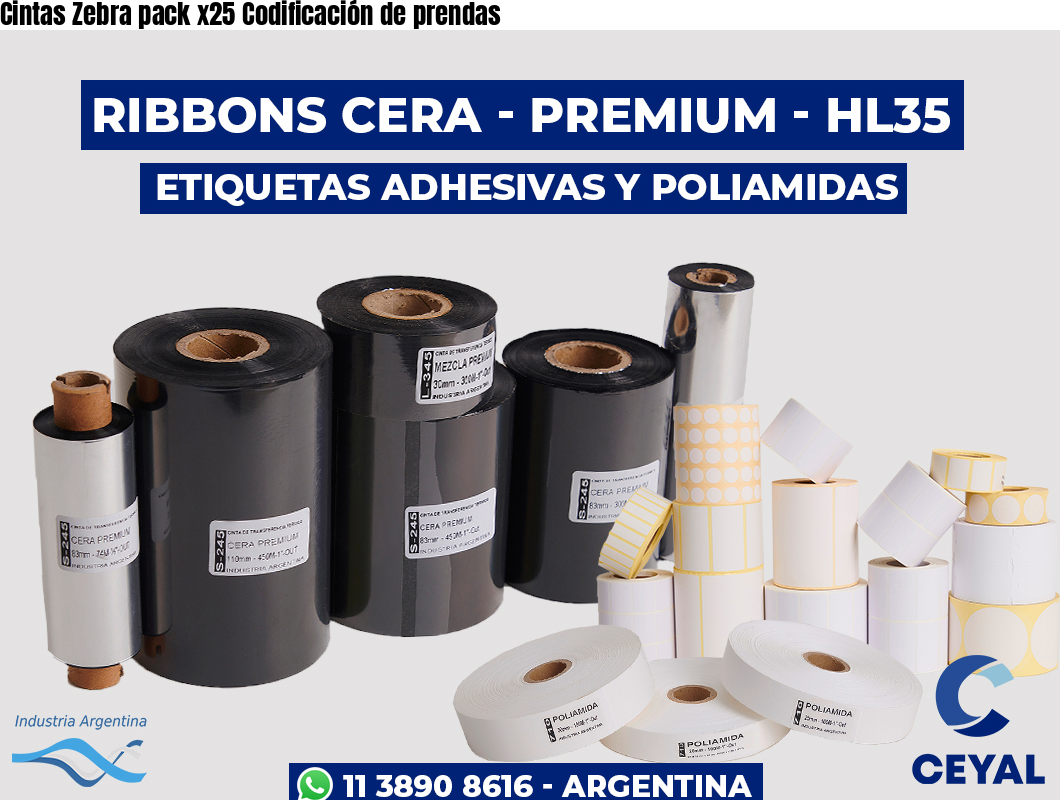 Cintas Zebra pack x25 Codificación de prendas