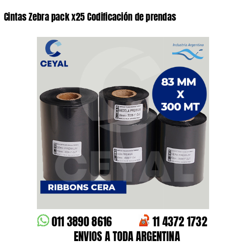 Cintas Zebra pack x25 Codificación de prendas