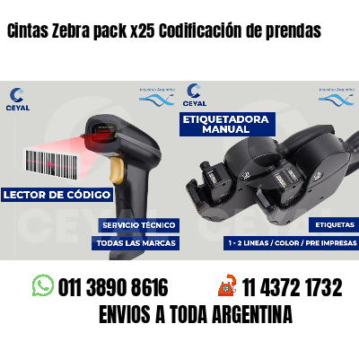 Cintas Zebra pack x25 Codificación de prendas