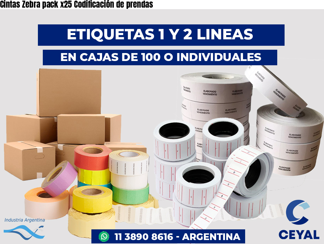 Cintas Zebra pack x25 Codificación de prendas